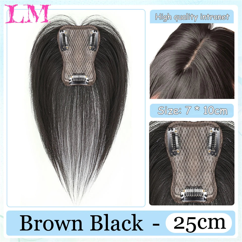 Clip-In Hair Topper with Bangs – Invisible Seamless Crown Coverage