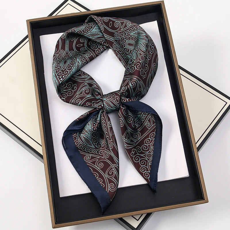 Silk Feel Square Scarf for Women – Satin Hair Wrap & Foulard Shawl