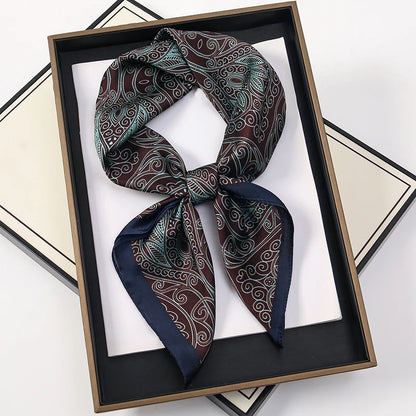 Silk Feel Square Scarf for Women – Satin Hair Wrap & Foulard Shawl