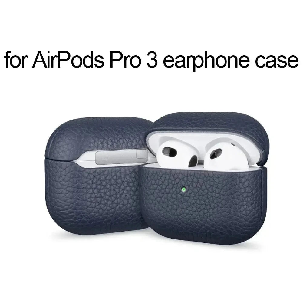Genuine Leather AirPods Case – Litchi Texture, Italian Style