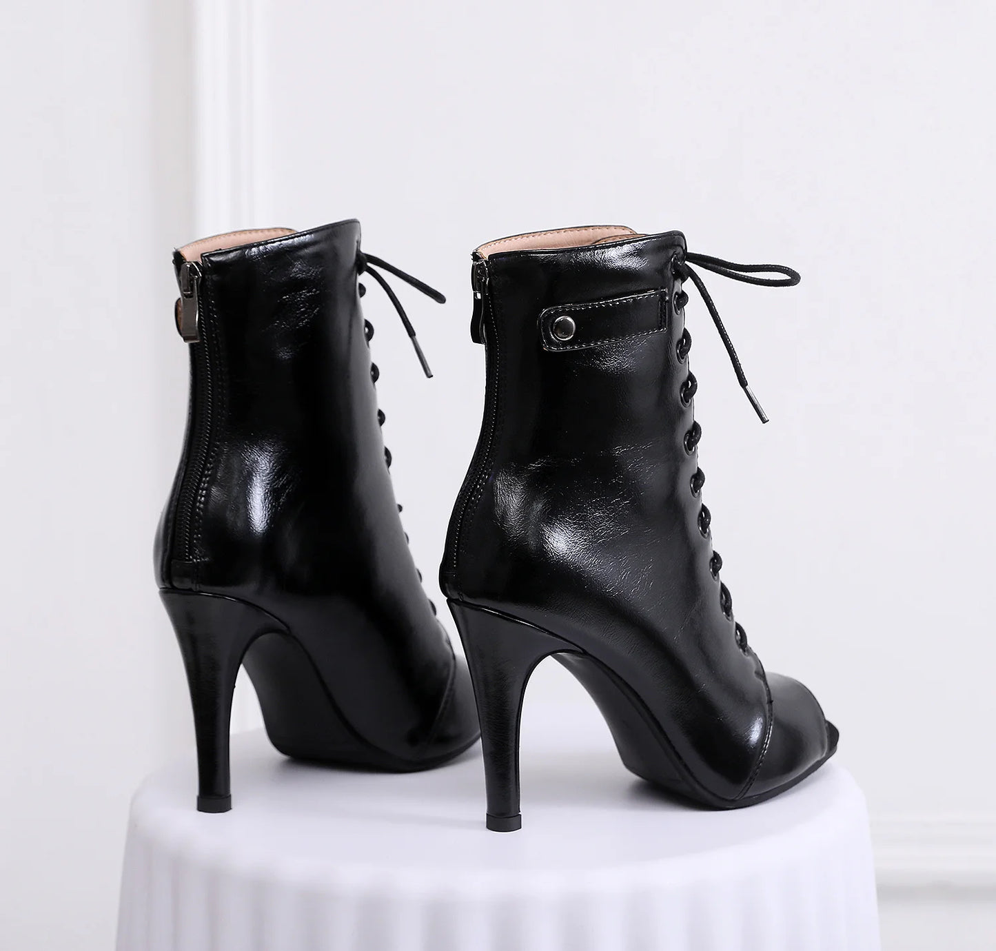 Women's Latin Dance Boots – Stiletto Heel Lace-Up Ballroom Dance Shoes