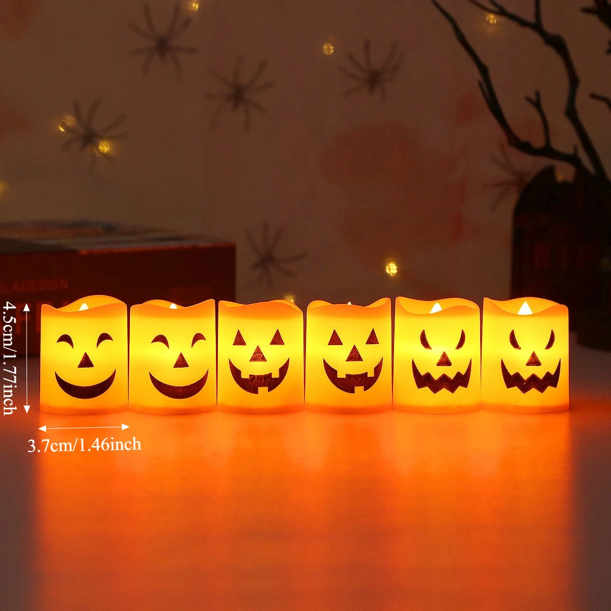 Halloween LED Pumpkin Candle Lights – Battery Powered Set of 6