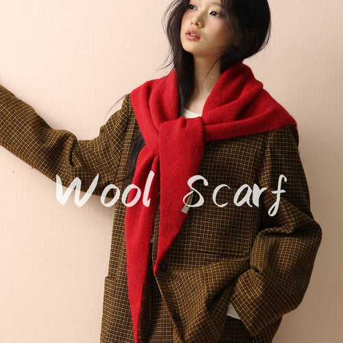 Knitted Triangular Wool Scarf – Women's Winter Warm Headscarf Shawl