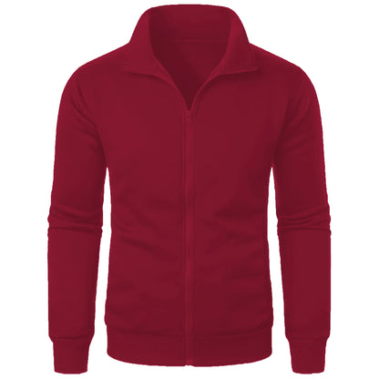 Men's Zip-Up Stand Collar Jacket – Casual Sports Solid Color Coat