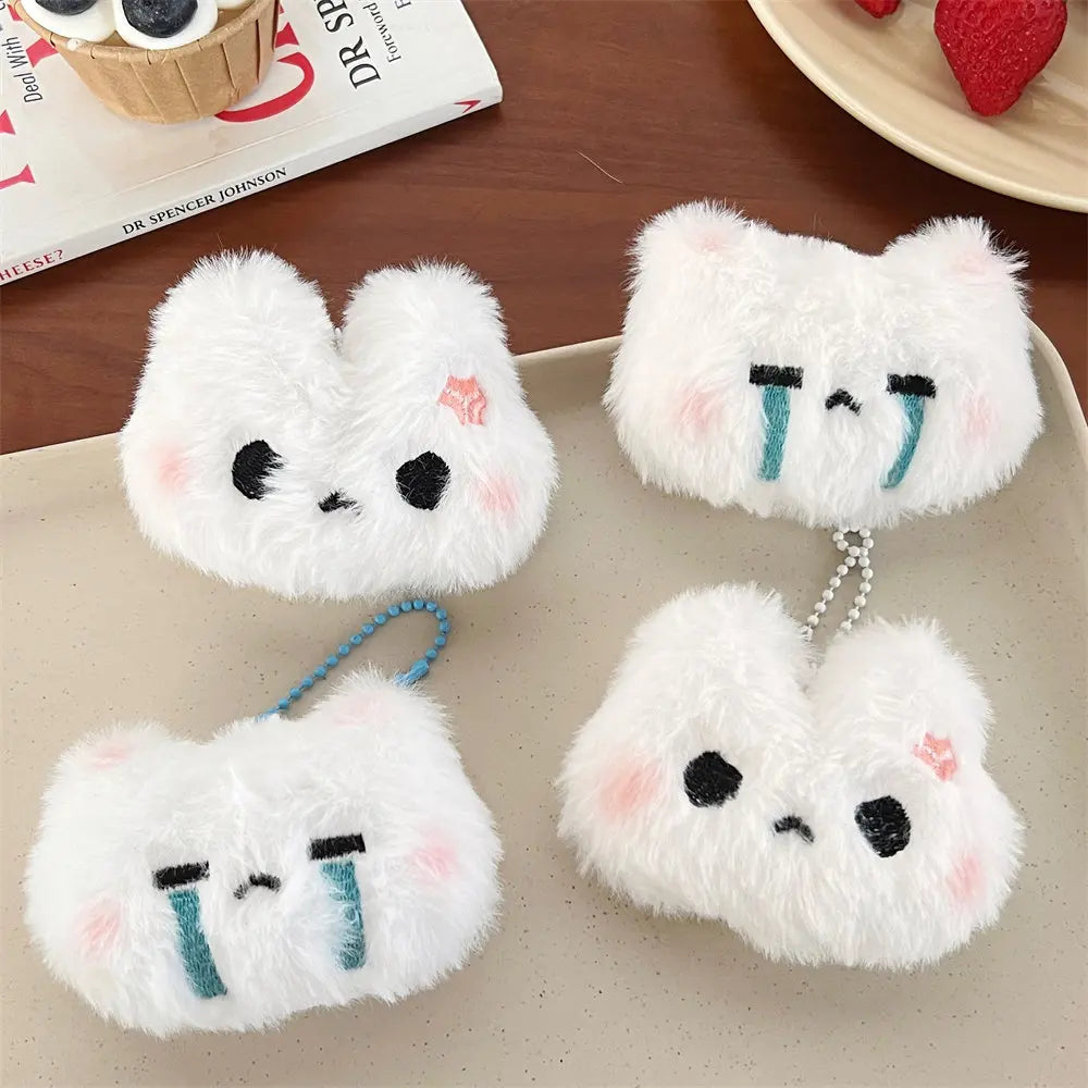 Cute Plush Animal Keychain Pendant – Fluffy Bunny & Bear Bag Charm