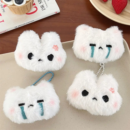 Cute Plush Animal Keychain Pendant – Fluffy Bunny & Bear Bag Charm