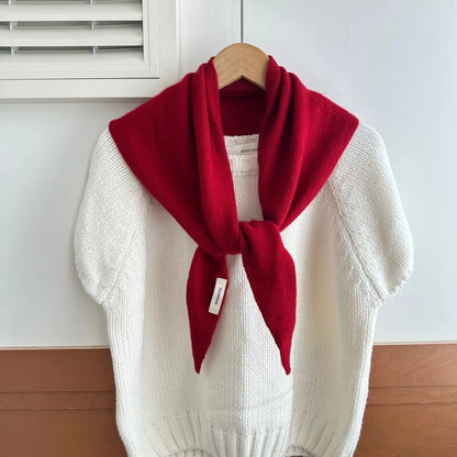 100% Wool Triangle Scarf for Women – Warm Knit Shawl & Pashmina Wrap