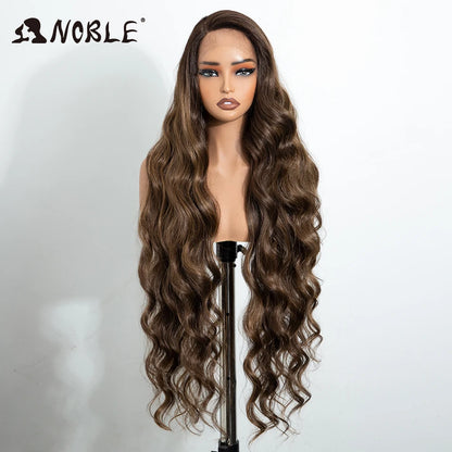 Lace Part Synthetic Wig – 36" Long Wavy Body Wave, 150% Density, Multi-Color