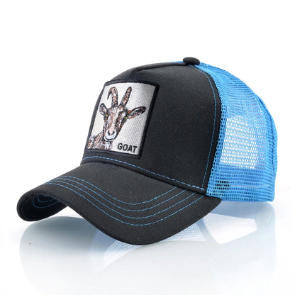 Unisex Embroidered Animal Patch Trucker Snapback Cap