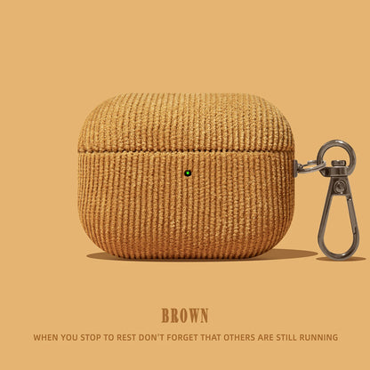 Corduroy AirPods Case with Carabiner Clip – Anti-Scratch Fabric Cover