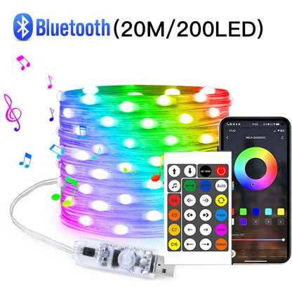 RGBIC Addressable Fairy Lights – Bluetooth App & Music Sync, 5M–20M