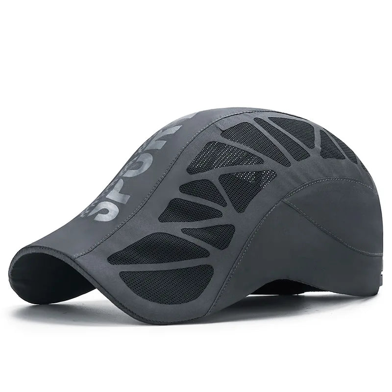 Quick Dry Mesh Flat Cap – Breathable Sports Baseball Hat