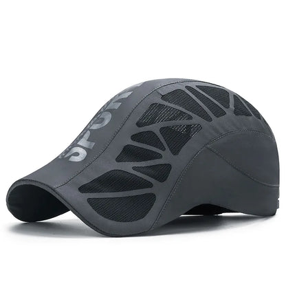 Quick Dry Mesh Flat Cap – Breathable Sports Baseball Hat