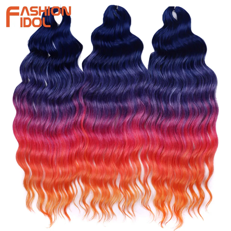 Deep Wave Braiding Hair Extensions 24 Inch – Synthetic Water Wave Crochet Hair