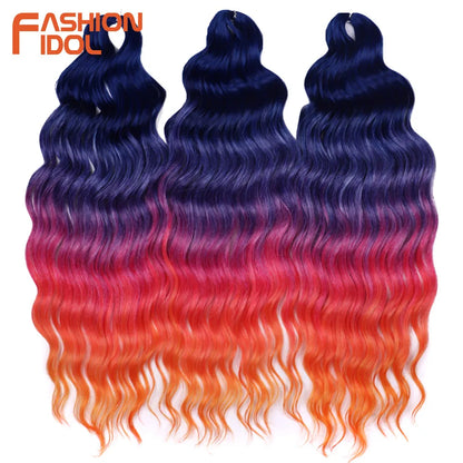 Deep Wave Braiding Hair Extensions 24 Inch – Synthetic Water Wave Crochet Hair