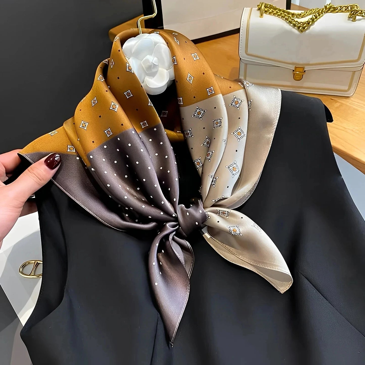 Silk Square Scarf for Women – 70cm Satin Neck Tie, Hair Bandana & Shawl Wrap