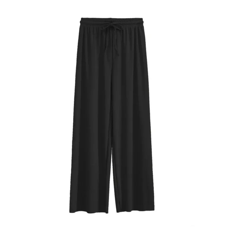 Wide Leg Pants for Women – Ice Silk Elastic Waist Casual Trousers