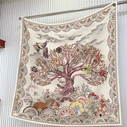 Luxury Silk Square Scarf Women Floral Paisley Print 90cm
