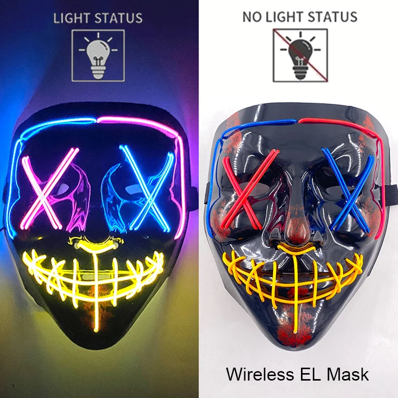LED Purge Mask – Neon Glow Halloween Cosplay Mask