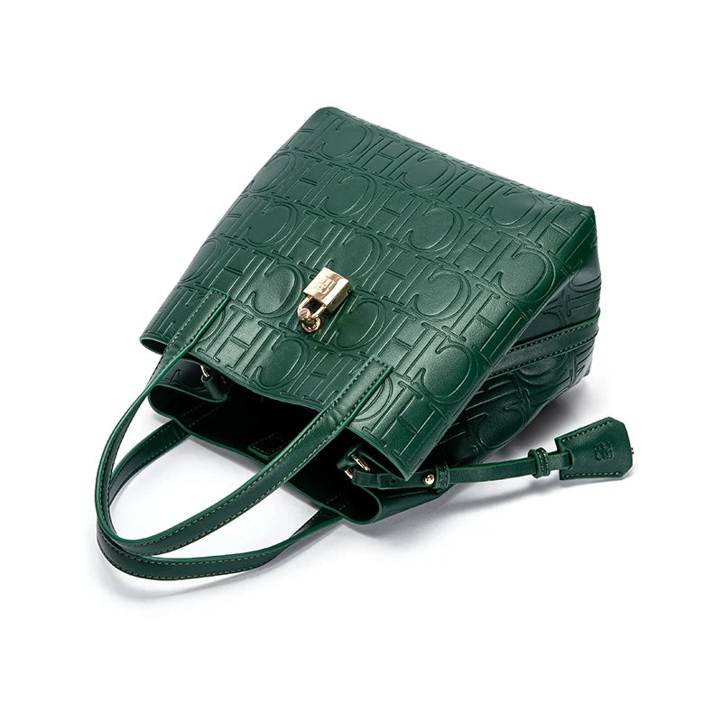 Large Capacity Women's Tote Bag with Monogram Embossed Design