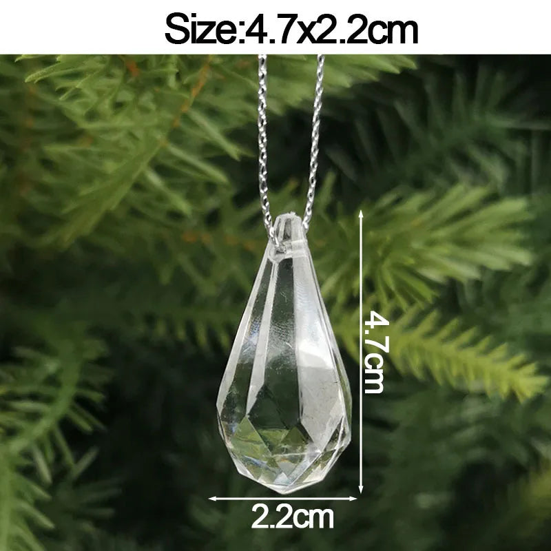 Crystal Acrylic Christmas Tree Hanging Ornaments – 5-Pack