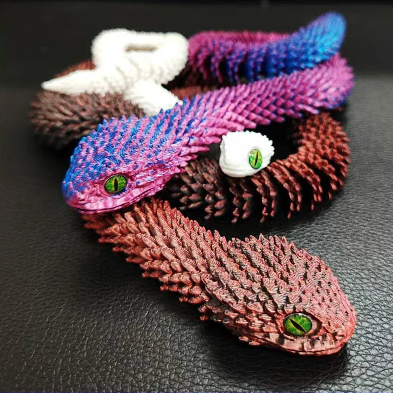 3D Printed Snake Fidget Toy – Glow in the Dark, Movable Joints