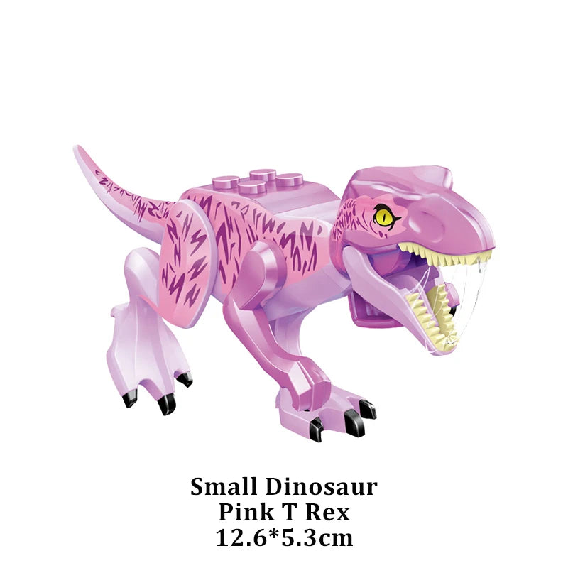 Jurassic Dinosaur Building Blocks Figures – T-Rex Raptor Triceratops MOC Models