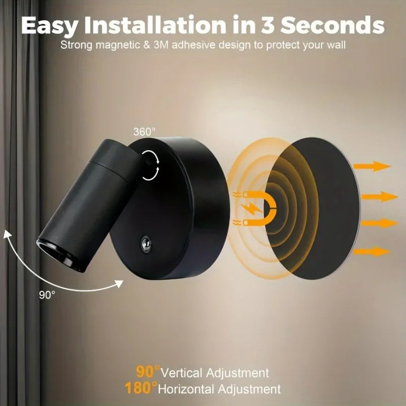 LED Cordless Wall Light – Magnetic, USB Rechargeable & Dimmable