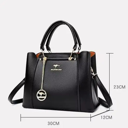 Luxury Leather Handbag – 3-Layer Large Capacity Shoulder & Crossbody Bag