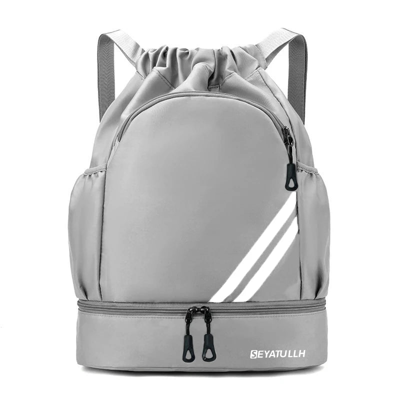 Sports Drawstring Backpack with Shoe Compartment – Waterproof Gym Bag