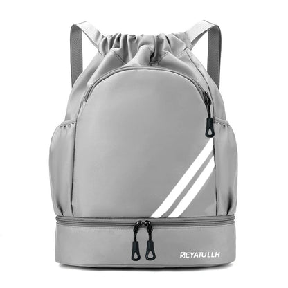 Sports Drawstring Backpack with Shoe Compartment – Waterproof Gym Bag