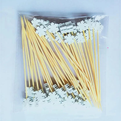 Christmas Bamboo Fruit Picks 50pcs – Festive Disposable Party Skewers