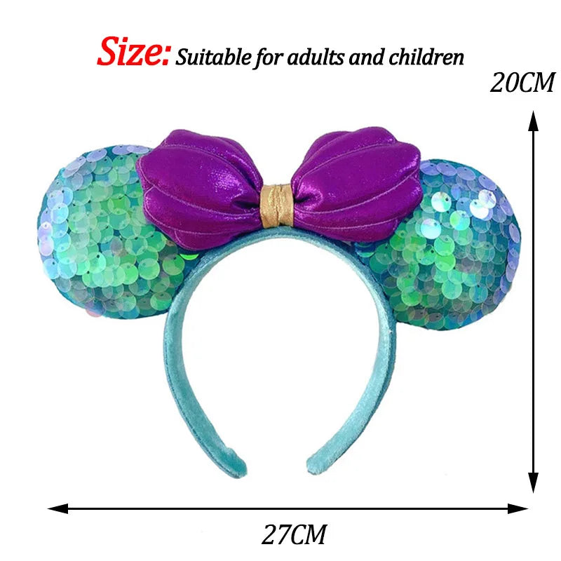 Minnie Mouse Sequin Ears Headband with Bow – Disney Park Style