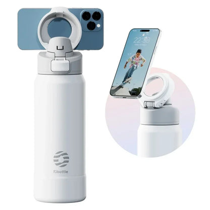Insulated Water Bottle with Magnetic Phone Holder & Bounce Lid