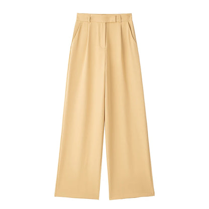 Women's High Waist Wide Leg Trousers with Front Zipper
