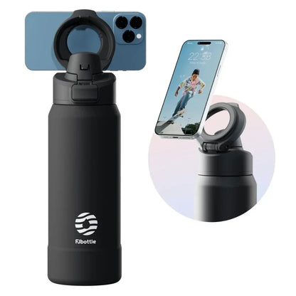 Insulated Water Bottle with Magnetic Phone Holder & Bounce Lid