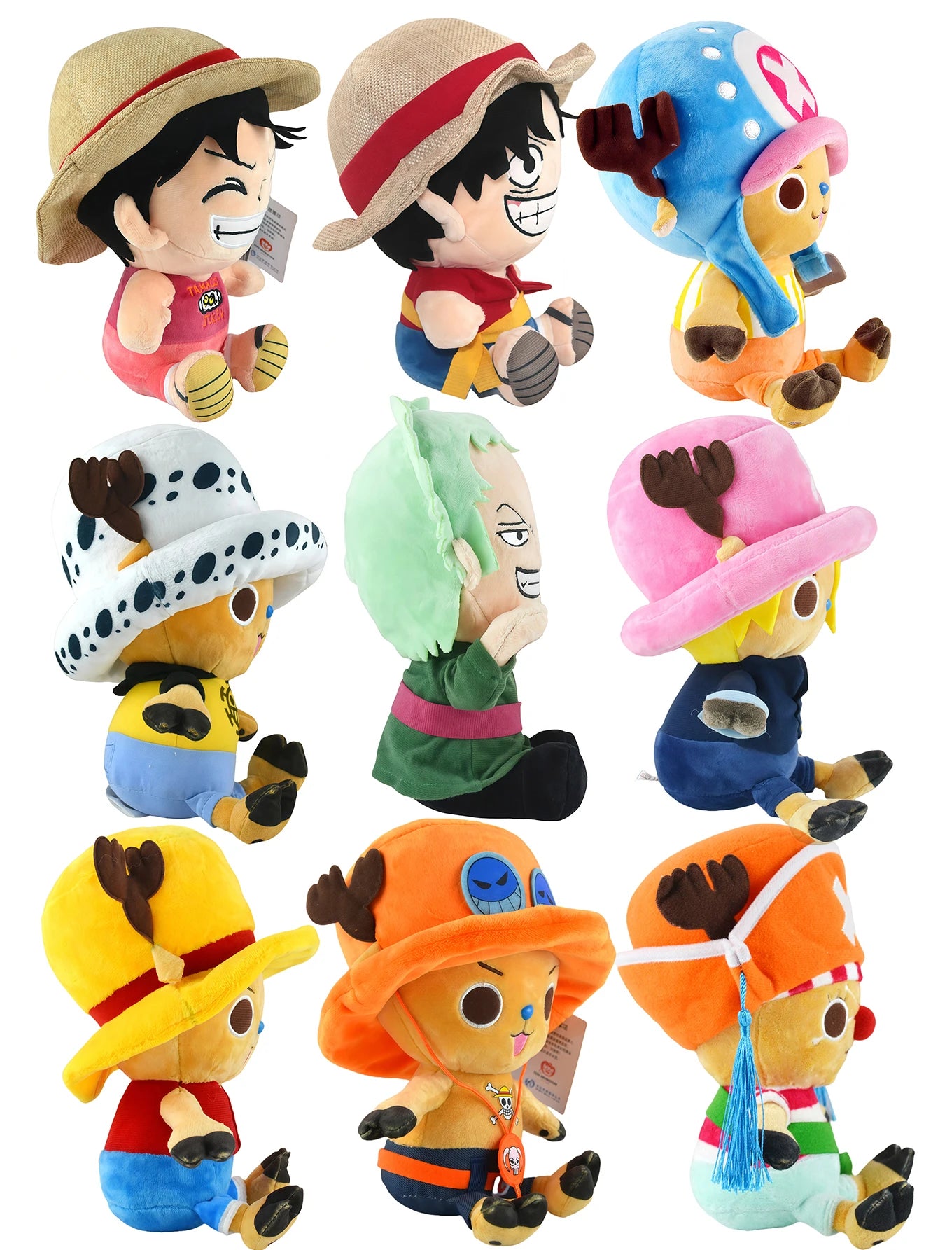 25CM One Piece Luffy Chopper Ace Zoro Plush Doll