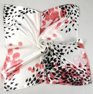 Women's Printed Square Head Scarf – 50x50cm Silk-Feel Kerchief