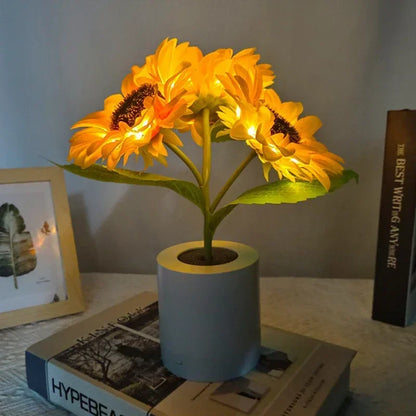Sunflower LED Night Light – Rechargeable Bedside Decor Lamp