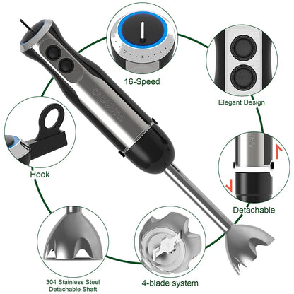 Wancle 5-in-1 Immersion Hand Blender 1000W – Kitchen Mixer Set