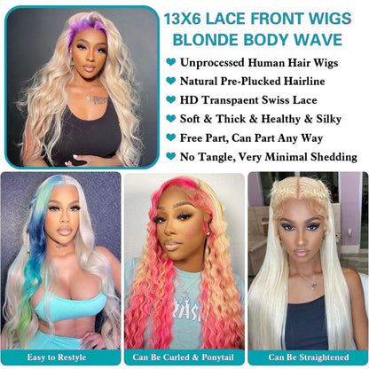 613 Blonde Body Wave Lace Front Wig – 13x4 & 13x6 HD Lace Human Hair