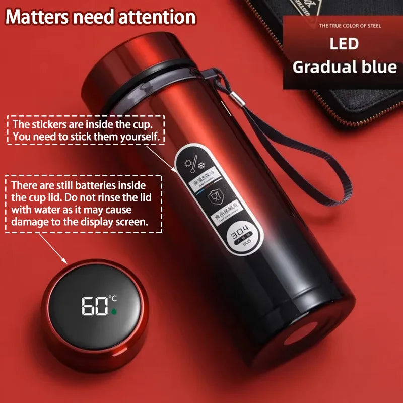 Stainless Steel Thermos Bottle with LED Temperature Display | 500ml & 1L