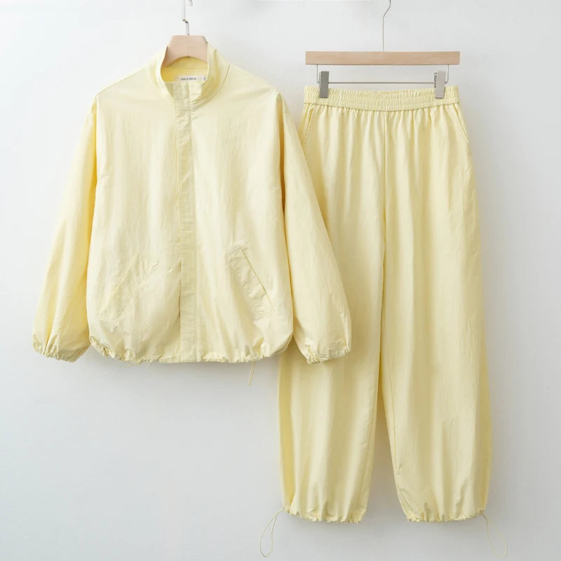 Women's Jacket and Wide Leg Pants Set Casual Sporty Two-Piece
