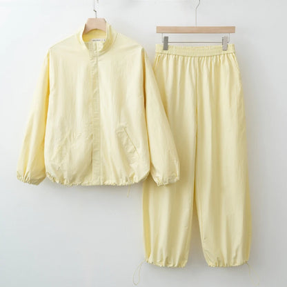 Women's Jacket and Wide Leg Pants Set Casual Sporty Two-Piece