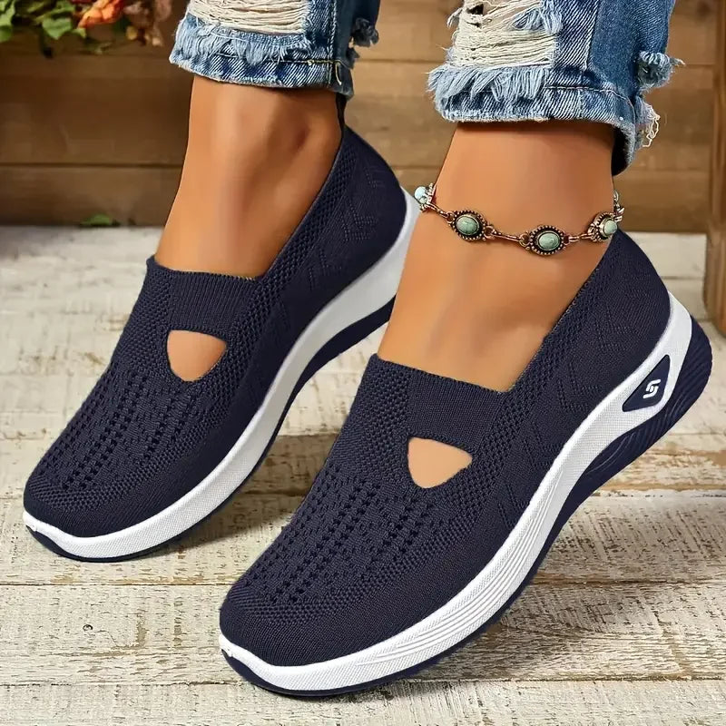 Women's Breathable Slip-On Sneakers – Lightweight Casual Walking Shoes