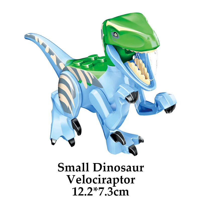 Jurassic Dinosaur Building Blocks Figures – T-Rex Raptor Triceratops MOC Models