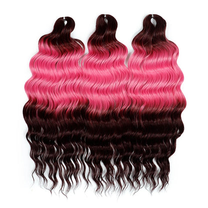 Deep Wave Braiding Hair Extensions 24 Inch – Synthetic Water Wave Crochet Hair