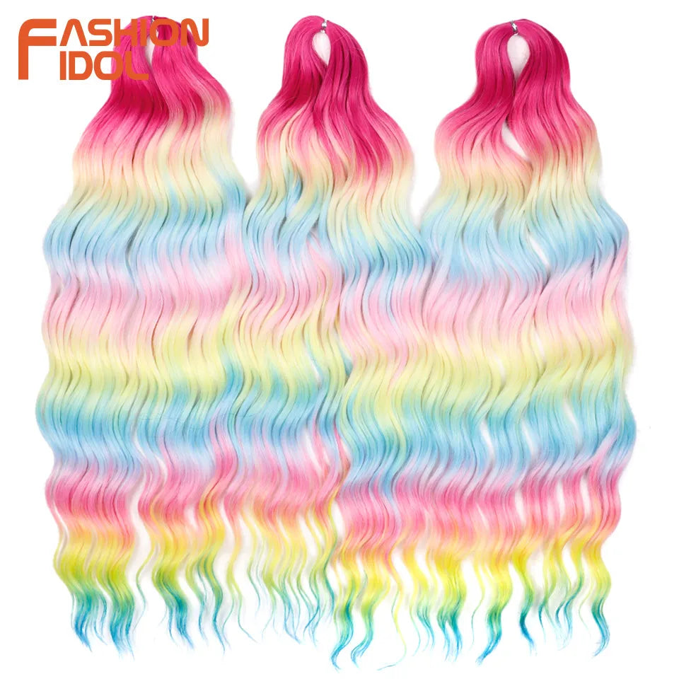 Deep Wave Braiding Hair Extensions 24 Inch – Synthetic Water Wave Crochet Hair