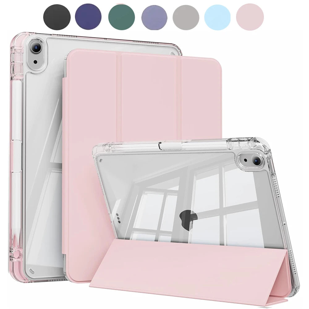 iPad Case Clear Back Smart Folio with Auto Wake/Sleep
