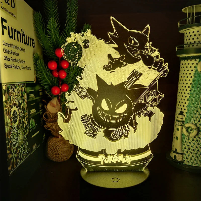Pokémon Gengar Haunter Gastly 3D LED Night Light USB Color Changing Lamp